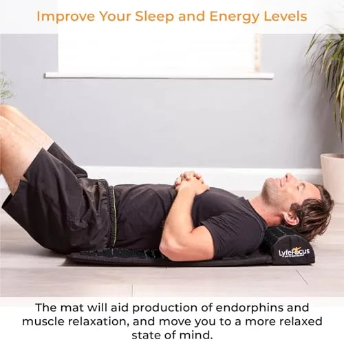 LyfeFocus Juego de alfombrilla de acupresión y almohada con bolsa de viaje, alfombrilla de masaje de acupuntura acolchada para aliviar el dolor de espalda, cuello y hombros, alivia la tensión muscular foto 6