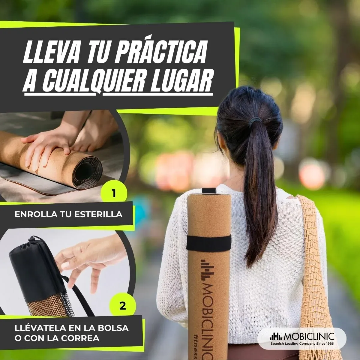 Mobiclinic®, Esterilla yoga corcho natural, Antideslizante, Bolsa de transporte, Antimicrobiana, 4mm grosor, Tpe 100% reciclable, Ecológica, 183x61cm, Diseño mandala, Ey-02, Pilates, Fitness foto 4