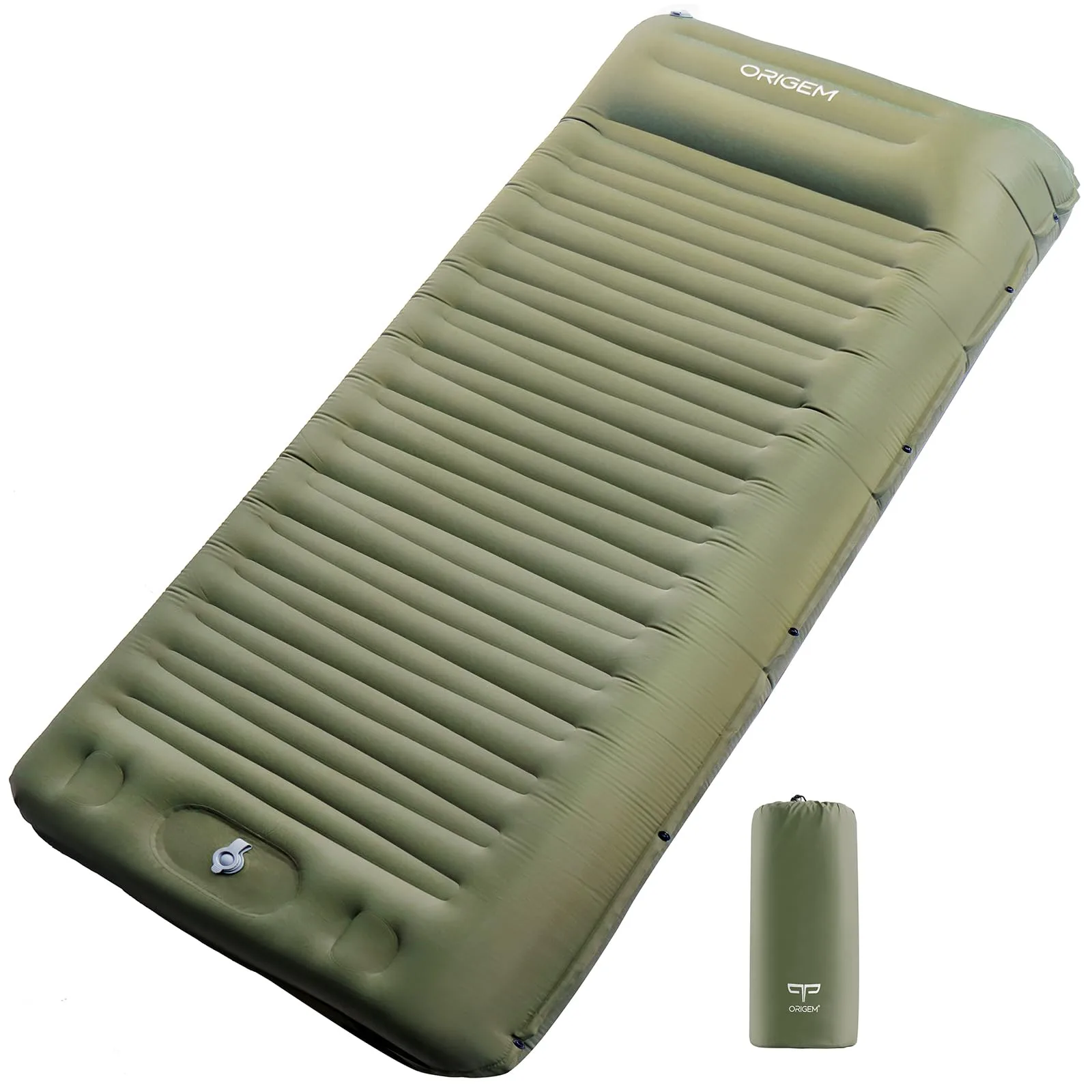 Origem Esterilla Camping Autoinflable 14cm, Colchón Hinchable con Almohada | Colchoneta camping para dormir, individual colchon inflable de aire ultraligera para tienda, playa, viajes y exteriores
