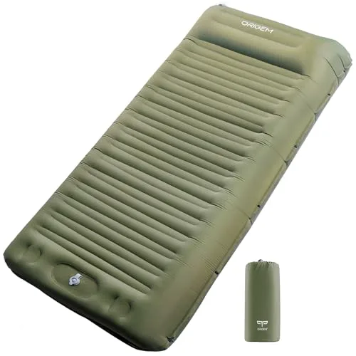 Origem Esterilla Camping Autoinflable 14cm, Colchón Hinchable con Almohada | Colchoneta camping para dormir, individual colchon inflable de aire ultraligera para tienda, playa, viajes y exteriores foto 1