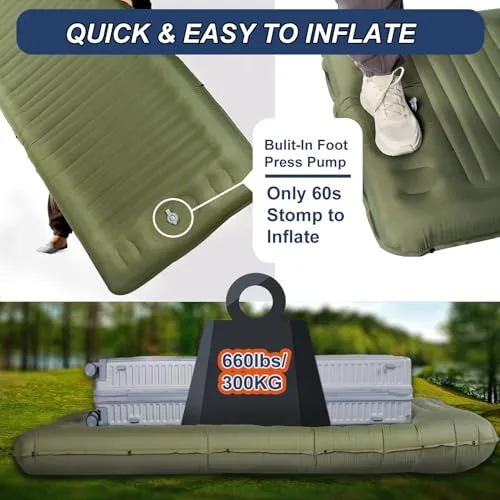 Origem Esterilla Camping Autoinflable 14cm, Colchón Hinchable con Almohada | Colchoneta camping para dormir, individual colchon inflable de aire ultraligera para tienda, playa, viajes y exteriores foto 4