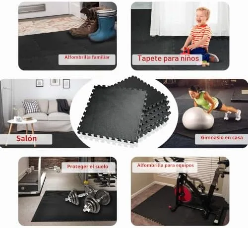 PROIRON Esterilla Puzzle de Fitness Alfombra EVA Espuma para Máquinas de Deporte y Gimnasios 60 x 60 x 1.2 cm (6 Piezas)