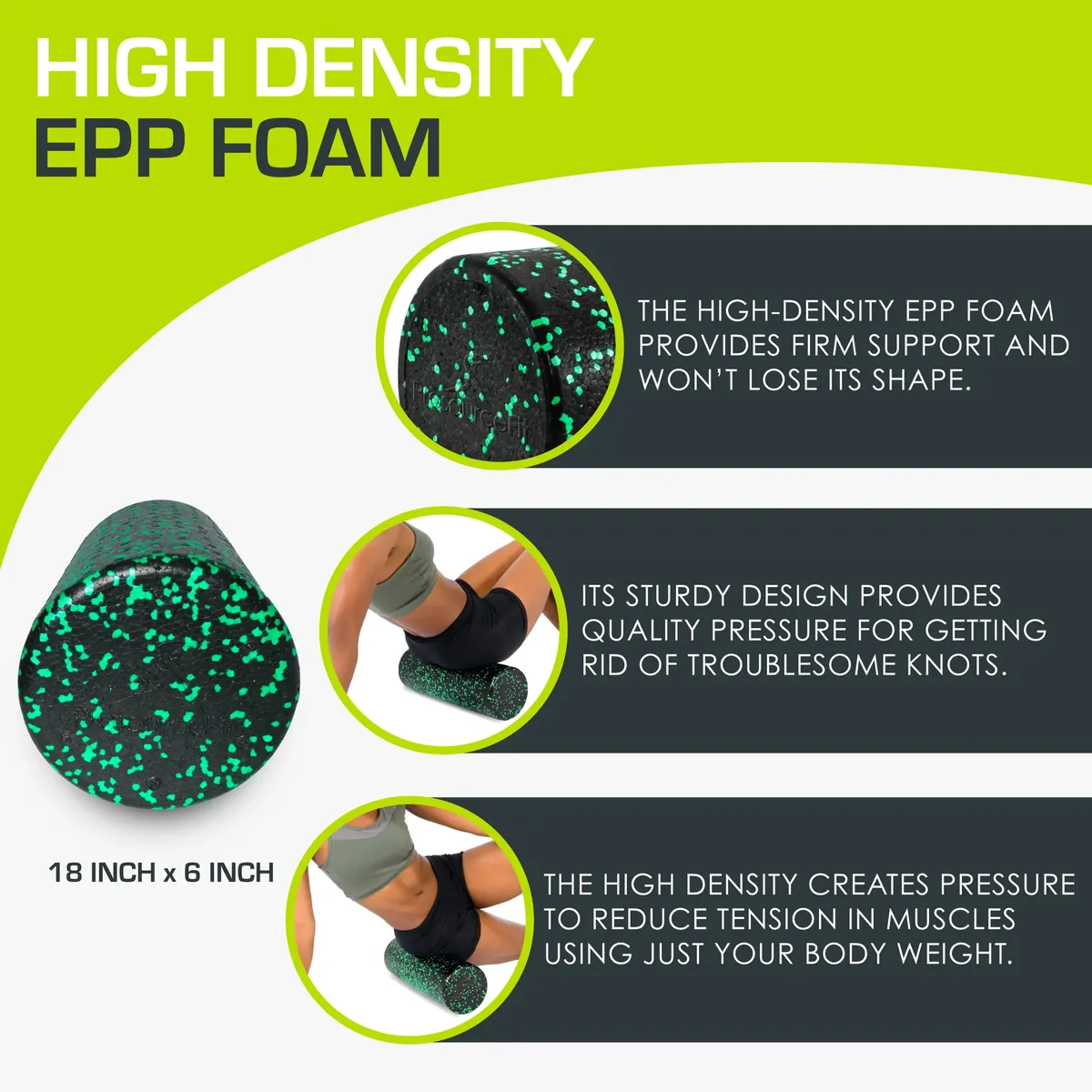 ProsourceFit High Density Foam Rollers 36, 24, 18, 12- inches long. Firm Full Body Athletic Massage Tool for Back Stretching, Yoga, Pilates, Post Workout Muscle Recuperation. Speckled and Solid Colors foto 2