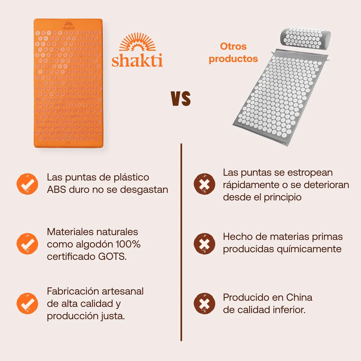 ShaktiMat [La original] Esterilla de acupresión - Algodón orgánico - Fabricación ética - Relajación y masaje en la espalda, la cervical, los piernas, los pies - Amber Naranja foto 5