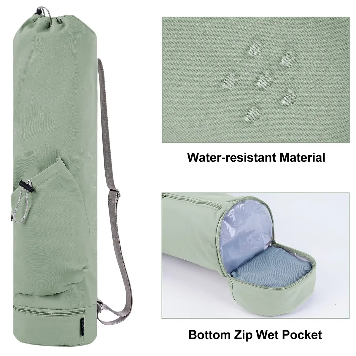 sportsnew Bolsa Esterilla Yoga Bolsa para Yoga Colchoneta Compartimento Húmedo Inferior Independiente Bolsillo Lateral con Cremallera y Bolsillo con Cordón para Botella de Agua foto 1