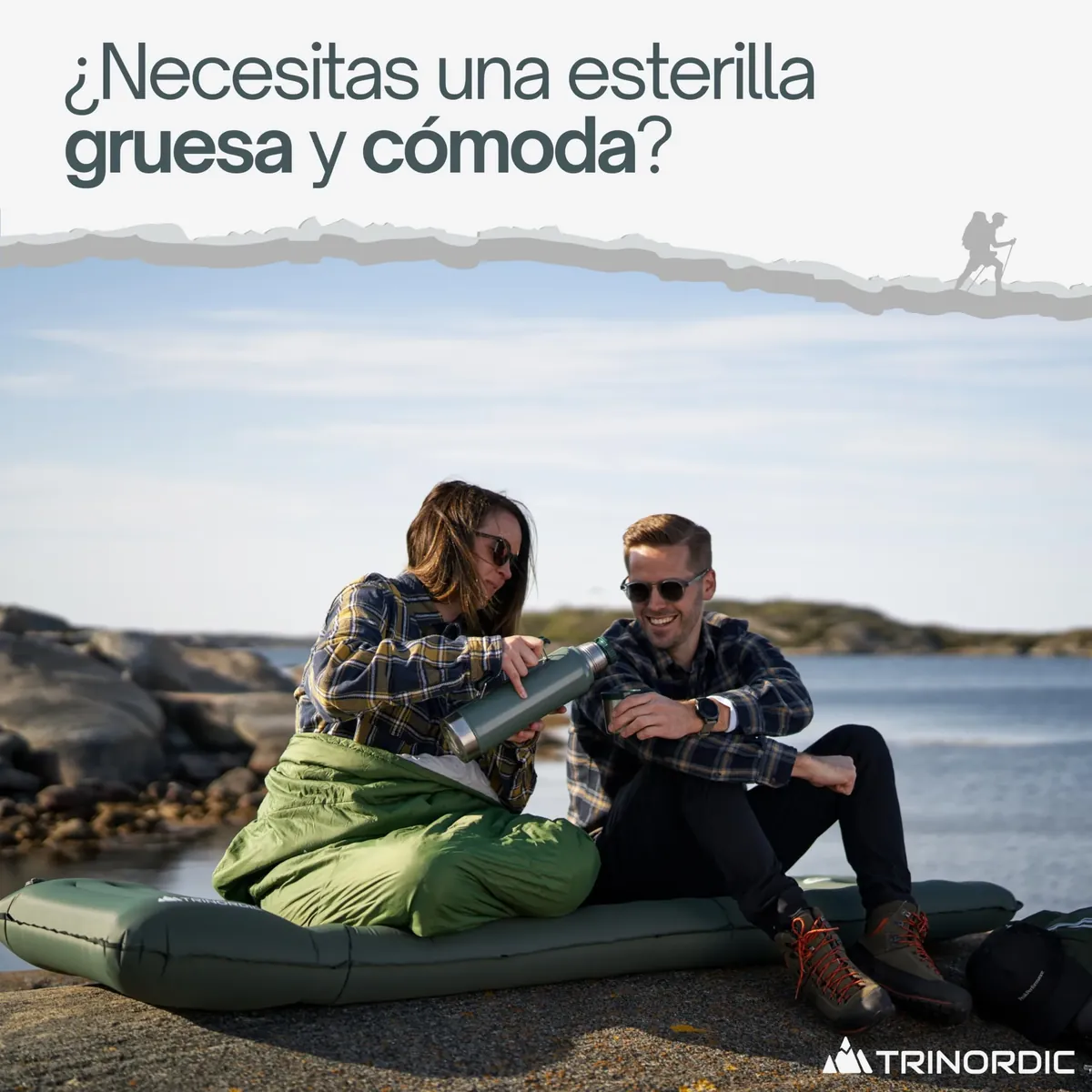 Trinordic Colchon Hinchable Grueso Camping - 12 cm Extra Grueso y Ancho con Bomba de Pie y Almohada - Esterilla de Camping Ligera para Viajes de Aventura al Aire Libre, Senderismo y Bikepacking foto 1