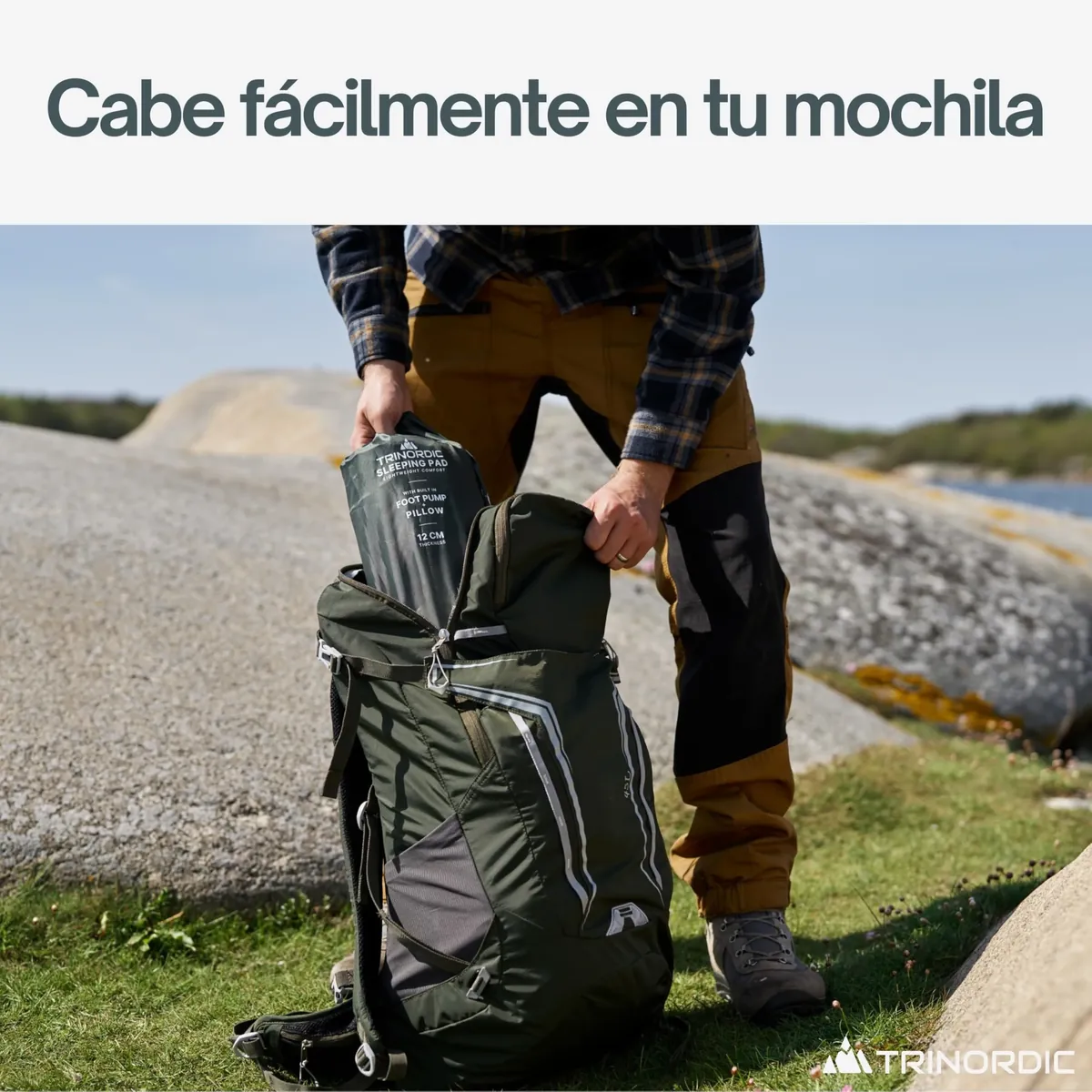 Trinordic Colchon Hinchable Grueso Camping - 12 cm Extra Grueso y Ancho con Bomba de Pie y Almohada - Esterilla de Camping Ligera para Viajes de Aventura al Aire Libre, Senderismo y Bikepacking foto 3