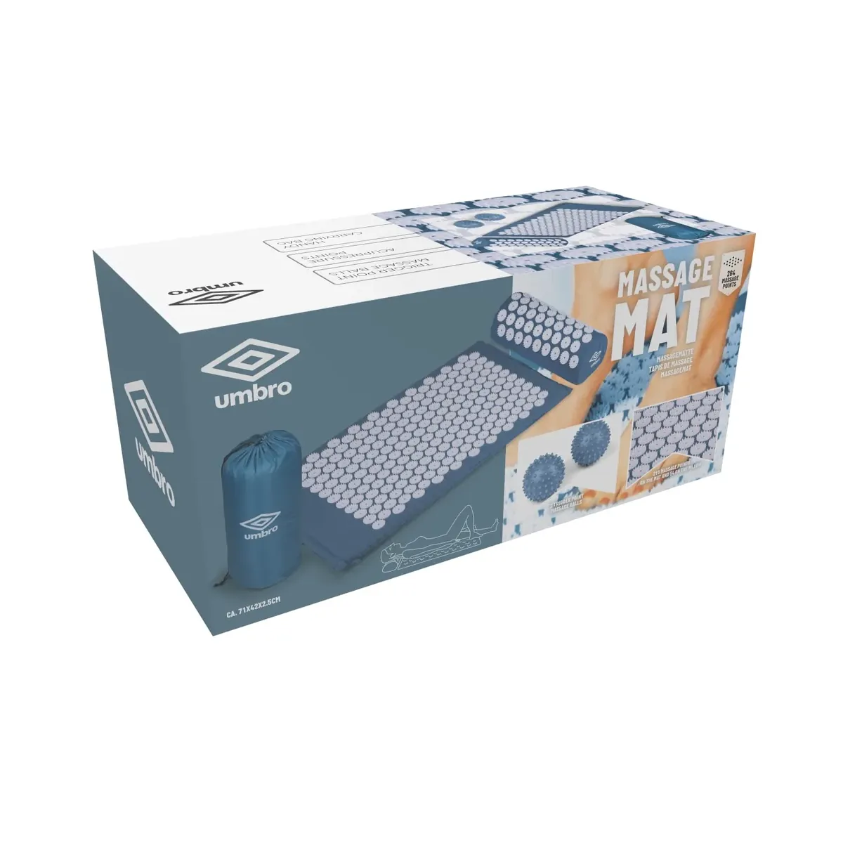 Umbro Esterilla Acupresion - Tapete de Acupuntura - Acupresión para el Dolor de Espalda - Alfombra Presopunctura - 42x71 cm - Azul foto 1