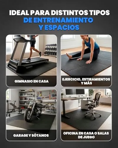 unycos - Alfombra Puzzle EVA para Gimnasio, 28 Piezas, 30x30x1,2 cm, Negro | Antideslizante, Impermeable y Expandible, Cubre 2,52 m², Fácil de Limpiar e Incluye E-book para Yoga, Pilates y Fuerza foto 6