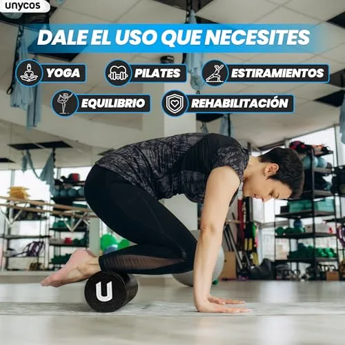 unycos - Rodillo de Espuma EPP para Masaje Muscular, 60x15 cm, Negro | Ligero y Resistente, Soporta hasta 200 kg para Yoga, Pilates, Equilibrio, Espalda, Tonificación y Rehabilitación foto 3