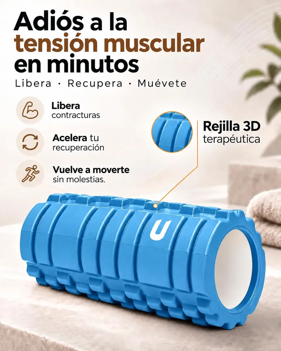 unycos - Rodillo para Masajes Musculares 33x14 cm, Azul Claro foto 1