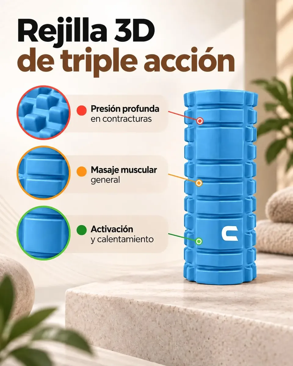 unycos - Rodillo para Masajes Musculares 33x14 cm, Azul Claro foto 2