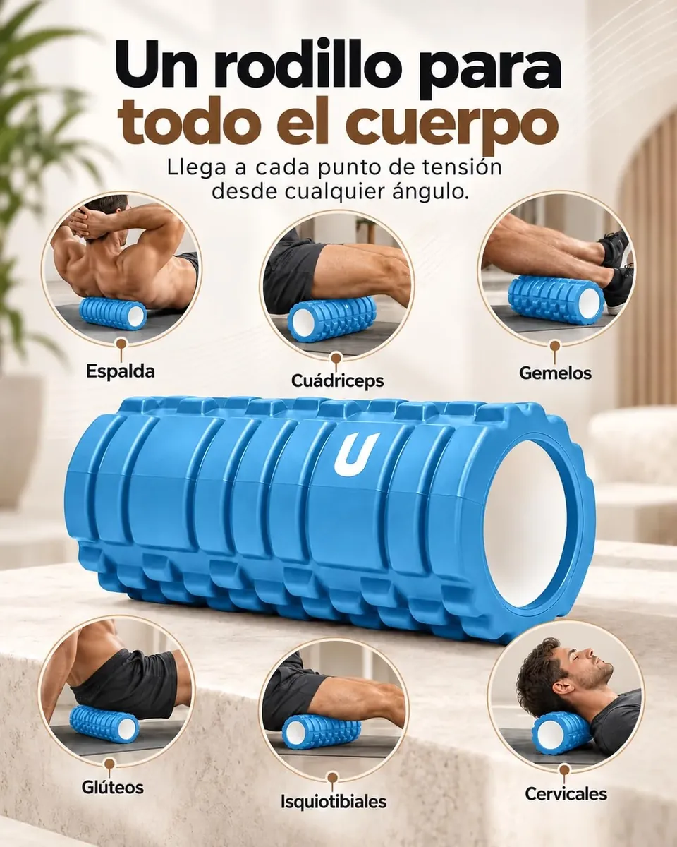 unycos - Rodillo para Masajes Musculares 33x14 cm, Azul Claro foto 3