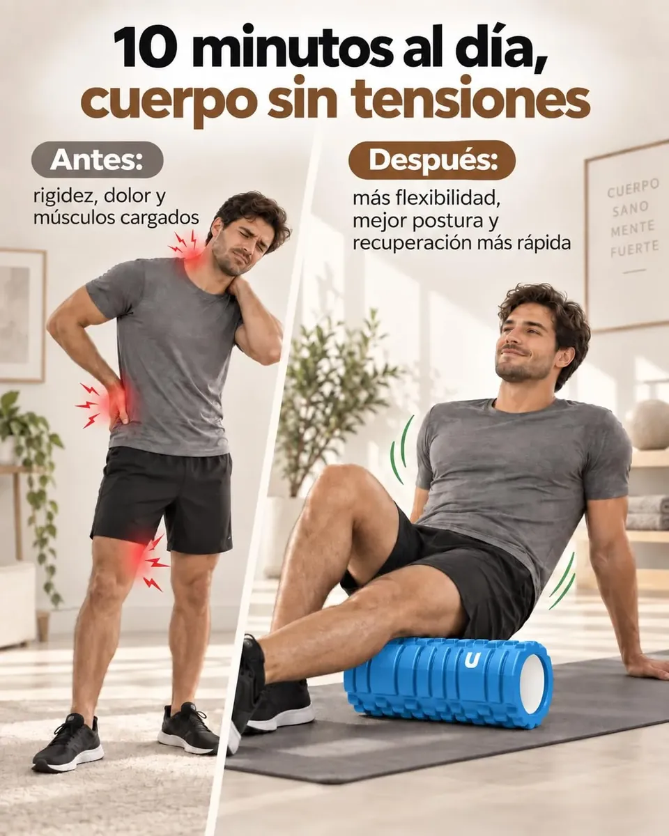 unycos - Rodillo para Masajes Musculares 33x14 cm, Azul Claro foto 6