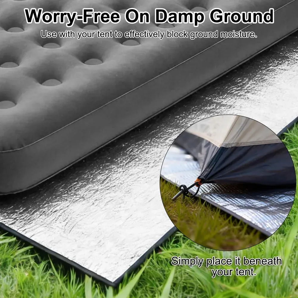 Vicloon Esterilla Aislante De Aluminio Esterilla Camping,Esterilla Aislante de lámina de Aluminio,Alfombra de Suelo Ultraligera Plegable,Resistente al Agua Picnic Espuma Eva Plegable foto 3