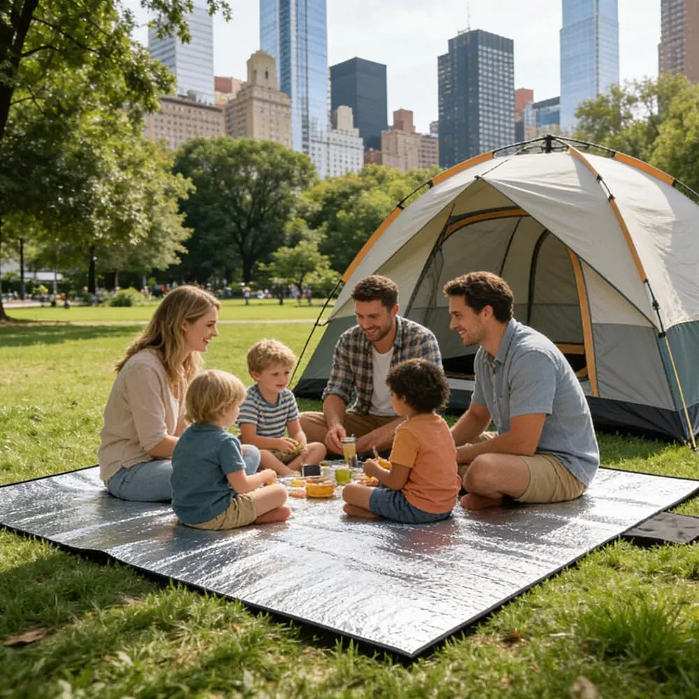Vicloon Esterilla Aislante De Aluminio Esterilla Camping,Esterilla Aislante de lámina de Aluminio,Alfombra de Suelo Ultraligera Plegable,Resistente al Agua Picnic Espuma Eva Plegable foto 4