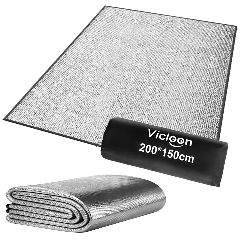 Vicloon Esterilla Aislante De Aluminio Esterilla Camping,Esterilla Aislante de lámina de Aluminio,Alfombra de Suelo Ultraligera Plegable,Resistente al Agua Picnic Espuma Eva Plegable foto 7