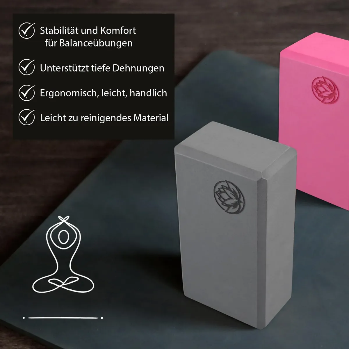 VonBueren 2x bloque yoga de EVA yoga block Ladrillo yoga 22x12x7,5 cm foto 4
