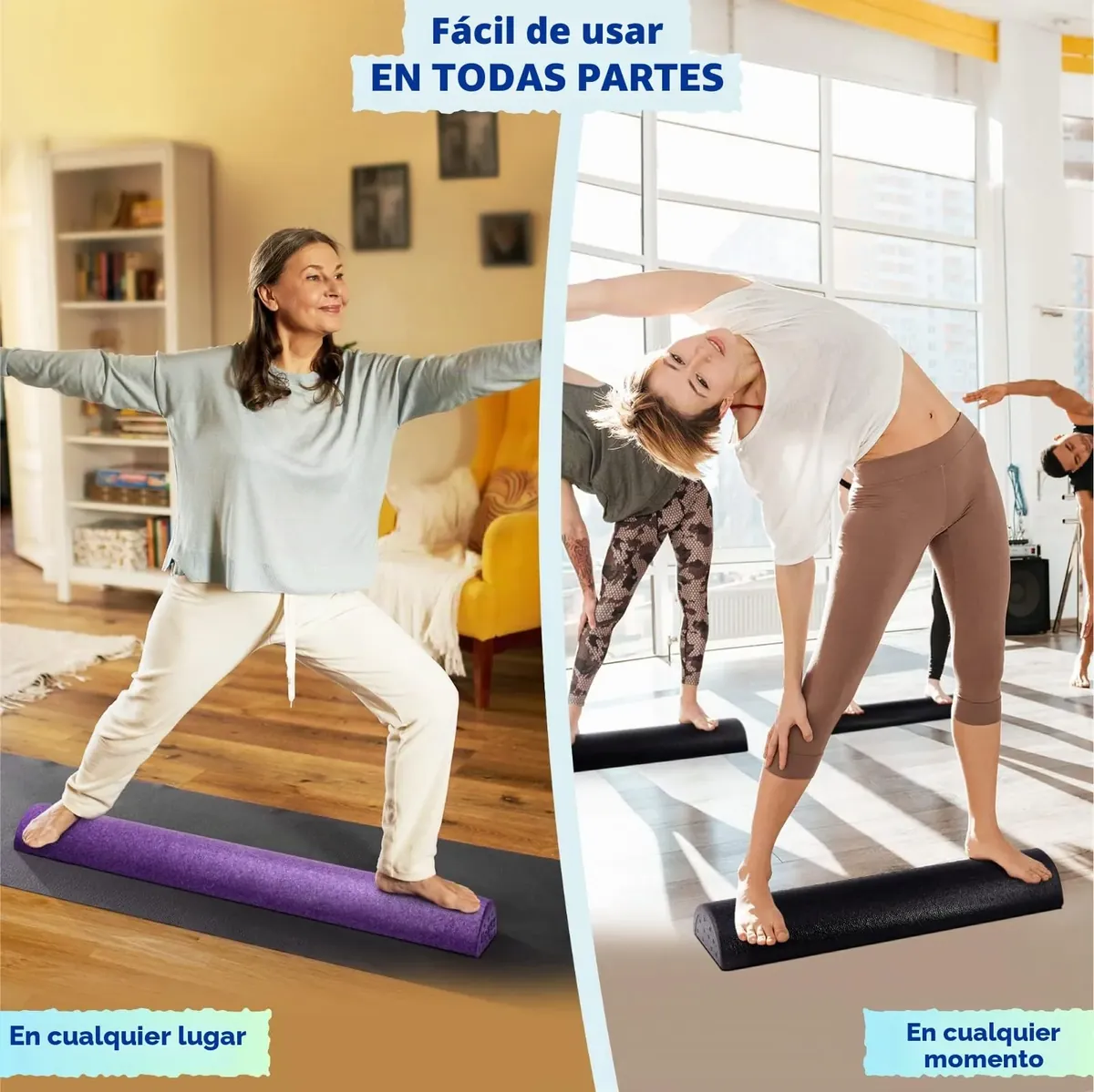 Yes4All Rodillo de Espuma Media Caña de Alta Densidad EPP para Espalda, Rodillo de Ejercicio para Yoga, Pilates y Estiramientos - 30, 45, 60, 90 cm foto 3