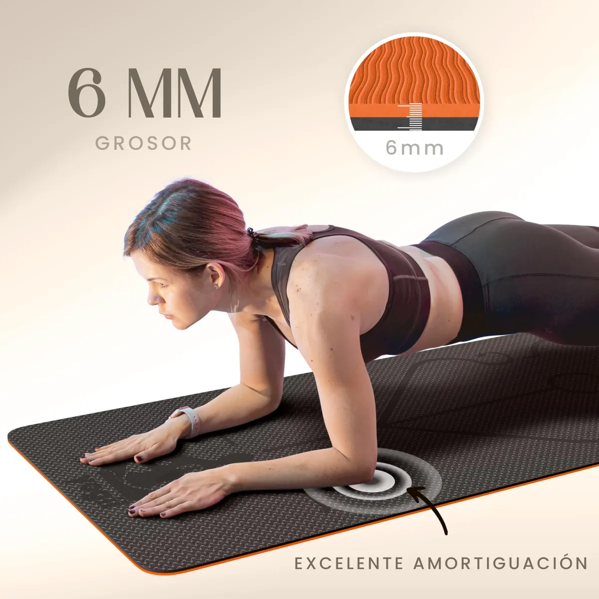 Yogii Esterilla de Yoga 6 mm Antideslizante TPE Líneas de Alineación foto 7
