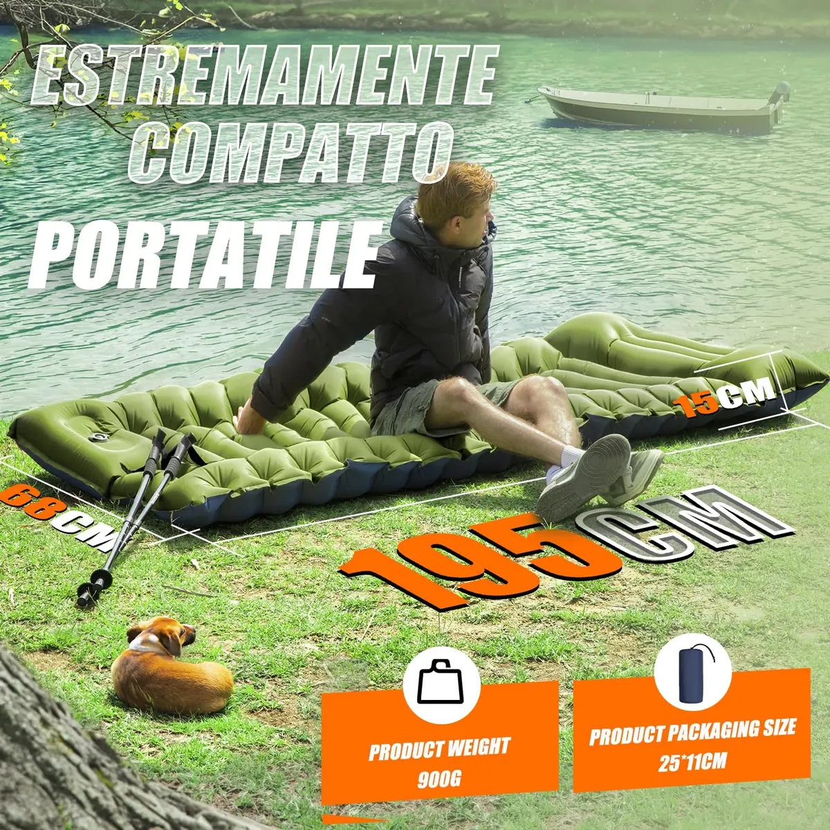 Yuzonc Colchoneta Camping, Ultraligero de Colchoneta Hinchable Camping, Colchonetas para Dormir Portátil para Acampada al Aire Libre, Senderismo y Tienda de Campaña foto 2
