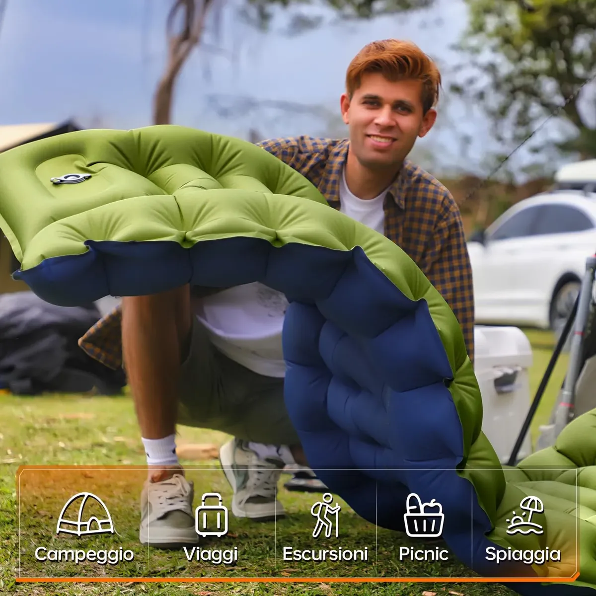 Yuzonc Colchoneta Camping, Ultraligero de Colchoneta Hinchable Camping, Colchonetas para Dormir Portátil para Acampada al Aire Libre, Senderismo y Tienda de Campaña foto 6