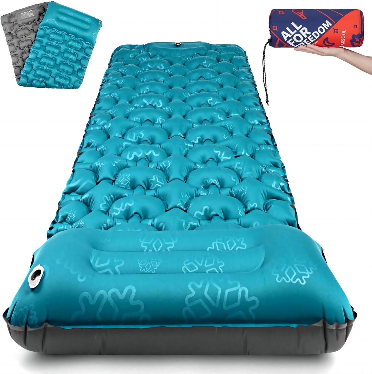 La Esterilla Autoinflable Aksoul para Camping ofrece máximo confort y fácil inflado para tus noches al aire libre.