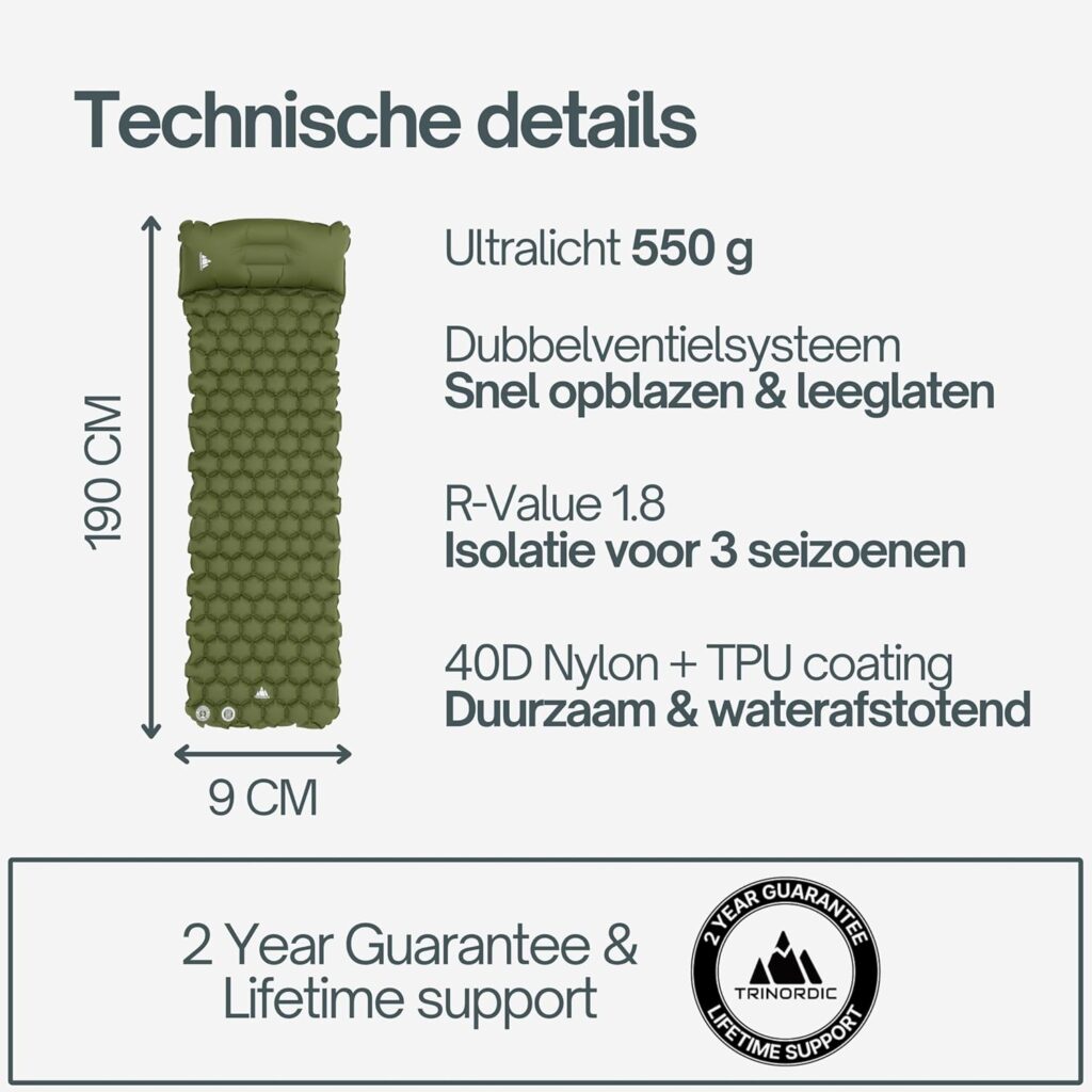 Explora sin límites con la Esterilla de Camping Trinordic, tu aliada perfecta para dormir cómodo en la naturaleza.