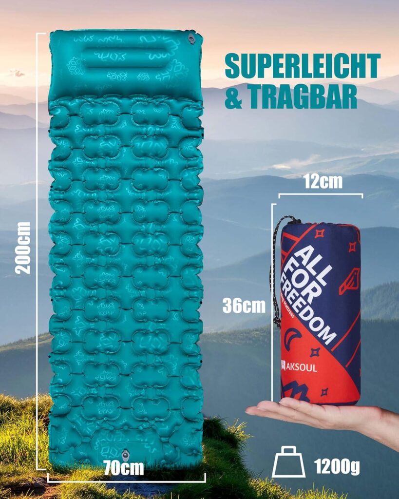 Explora la naturaleza con la Esterilla Autoinflable Aksoul para Camping: ligera, resistente y lista en segundos.