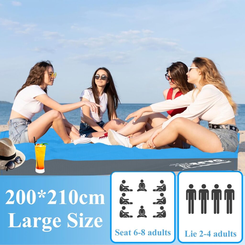 Detalle del material impermeable y antidesgarro de la esterilla de playa ZFYQ.