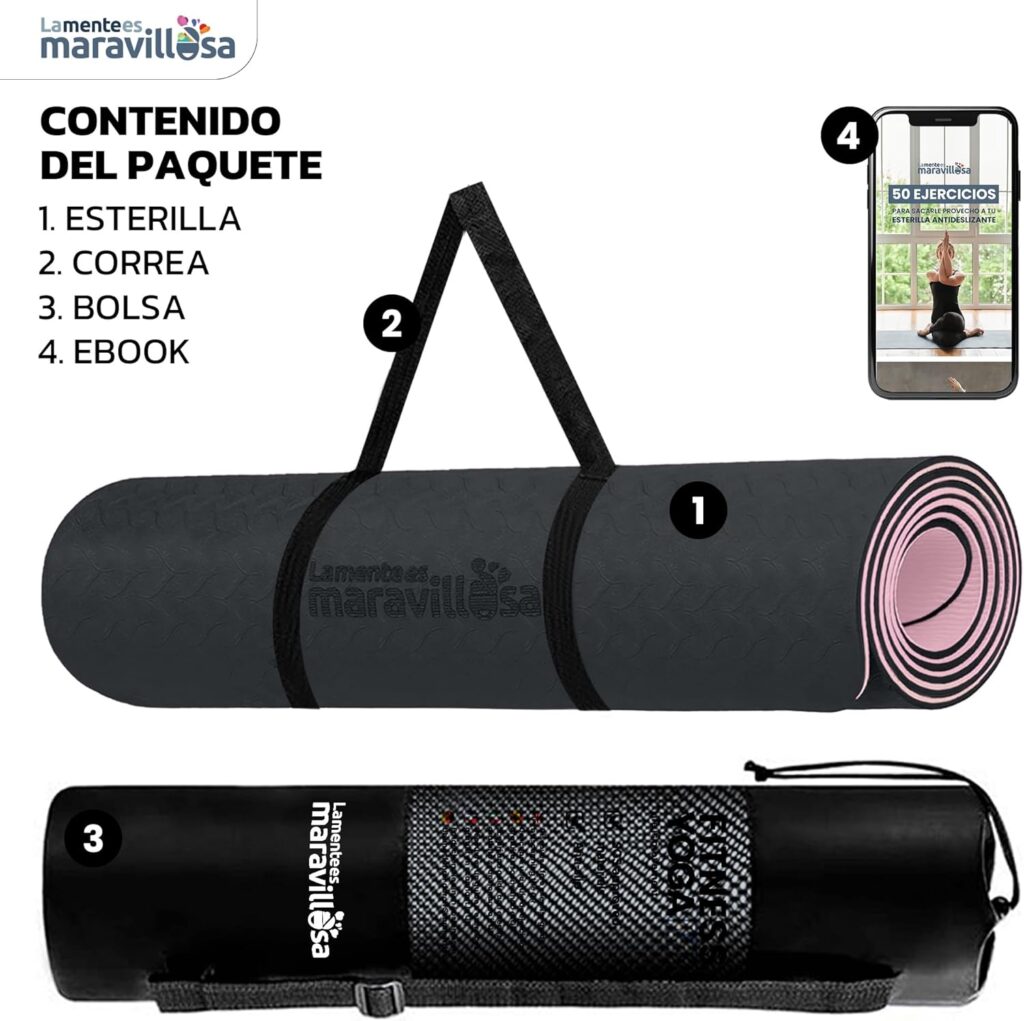 Persona realizando estiramientos sobre la Esterilla de Fitness La Mente es Maravillosa.