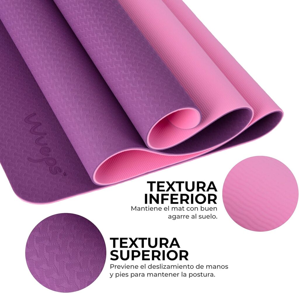 Detalle del material antideslizante y acolchado de la Esterilla de Pilates Wueps.