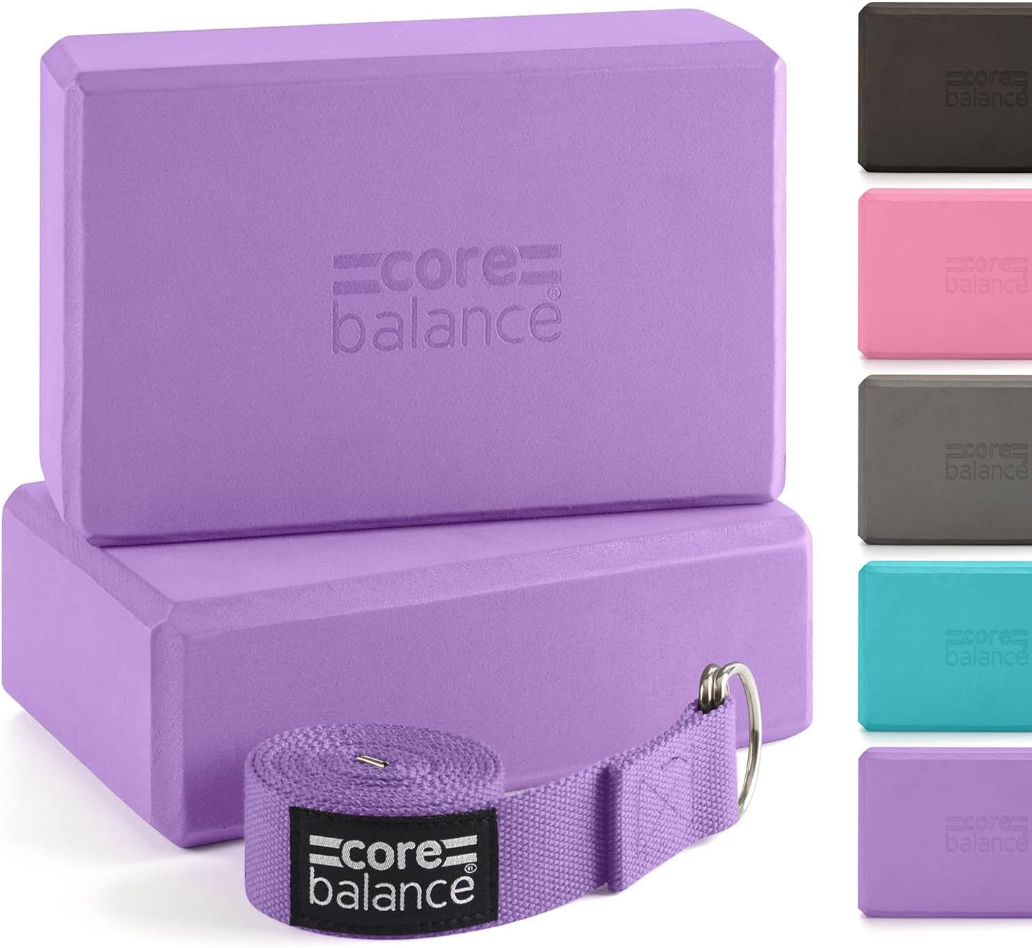 Bloque de Yoga Core Balance sobre una esterilla, mostrando su diseño ergonómico y textura antideslizante.