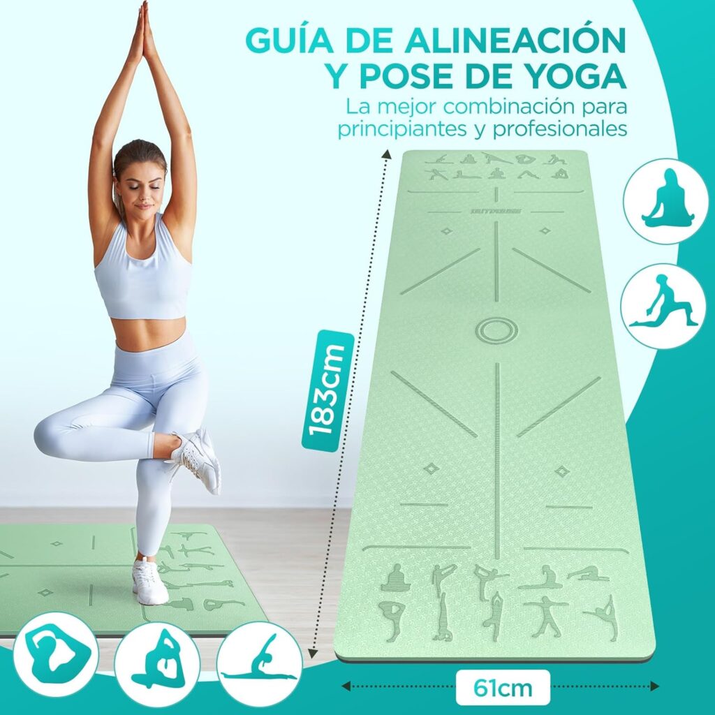 Persona realizando una postura de yoga sobre la Esterilla de Yoga Outdouse antideslizante.